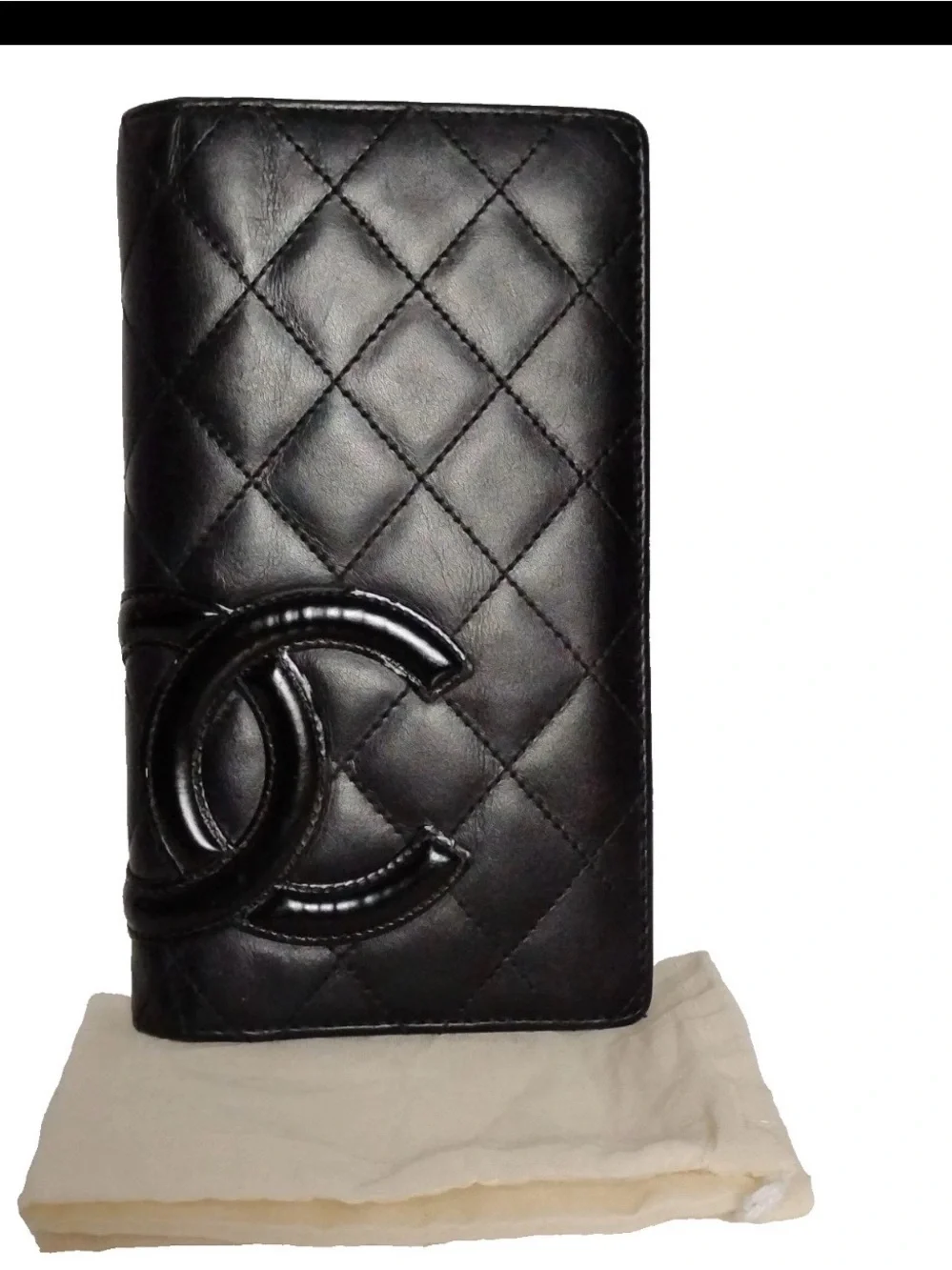 CHANEL Black Quilted Lambskin Long Wallet with CC Emblem